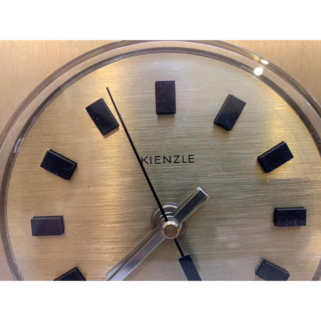 Kienzle Electronic Mantel Clock, NOS, Original Box, 1970s Brushed Gold