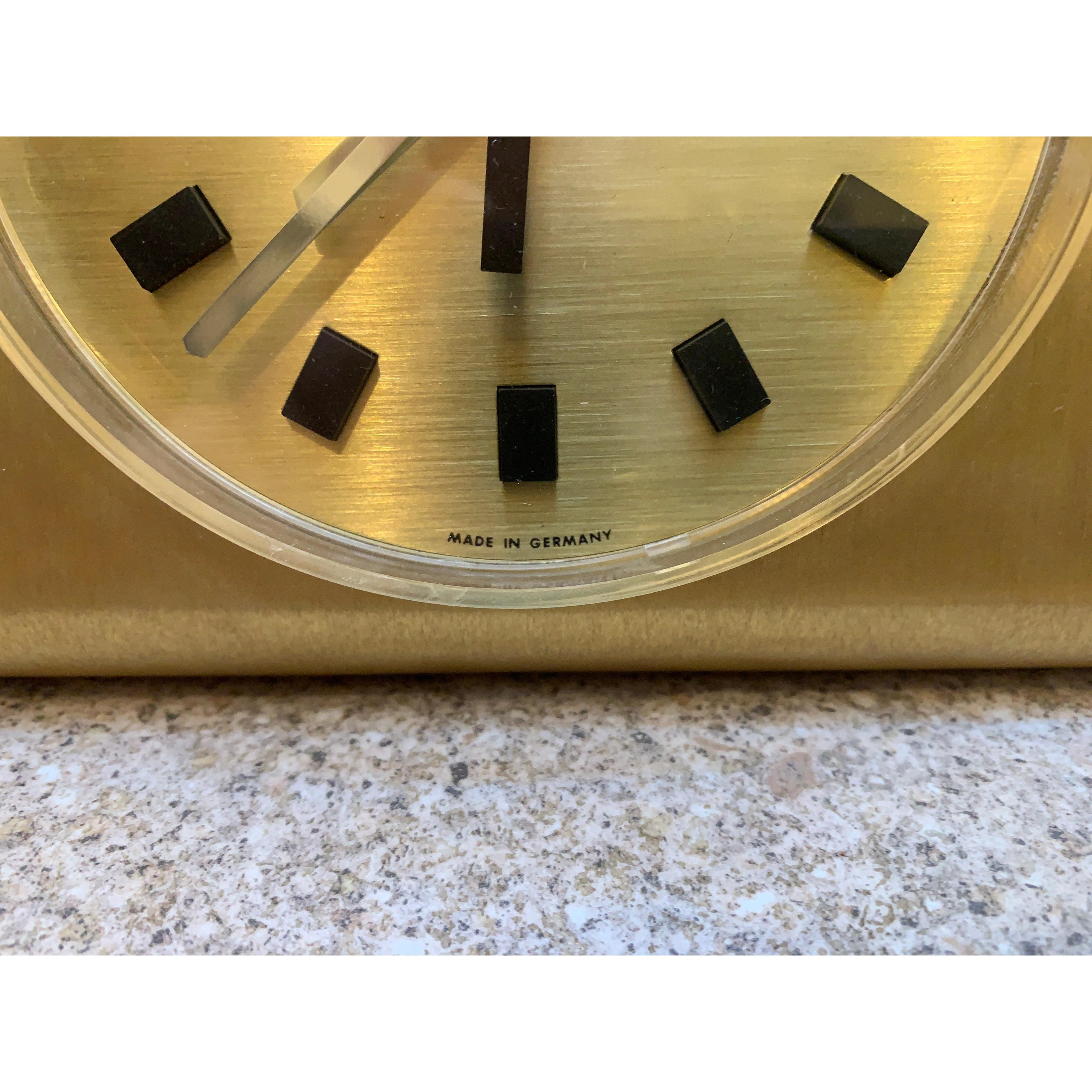Kienzle Electronic Mantel Clock, NOS, Original Box, 1970s Brushed Gold