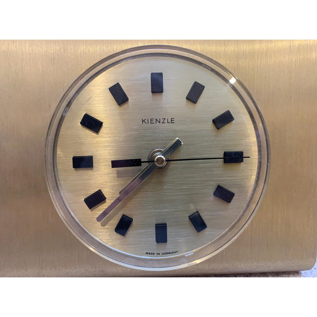 Kienzle Electronic Mantel Clock, NOS, Original Box, 1970s Brushed Gold