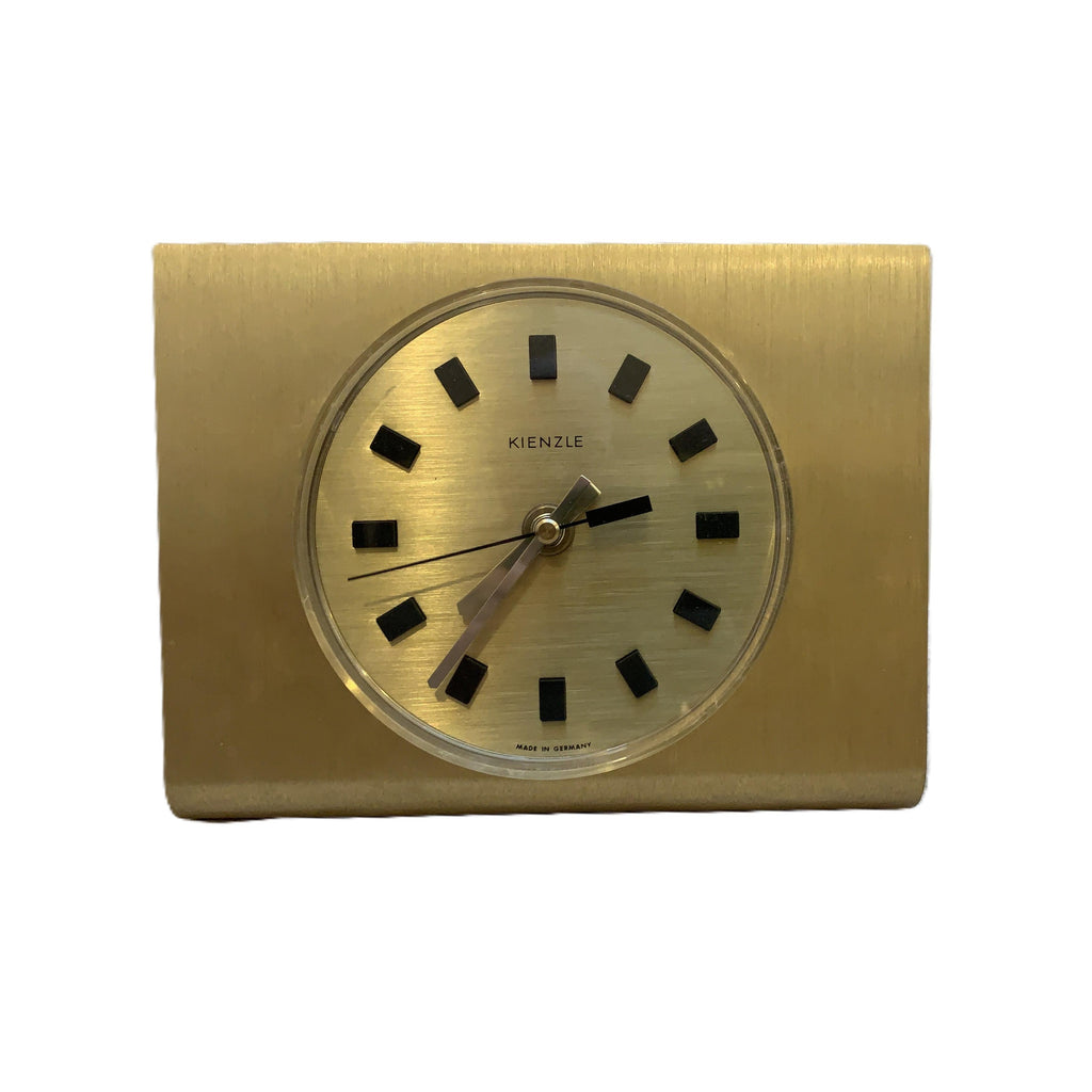 Kienzle Electronic Mantel Clock, NOS, Original Box, 1970s Brushed Gold