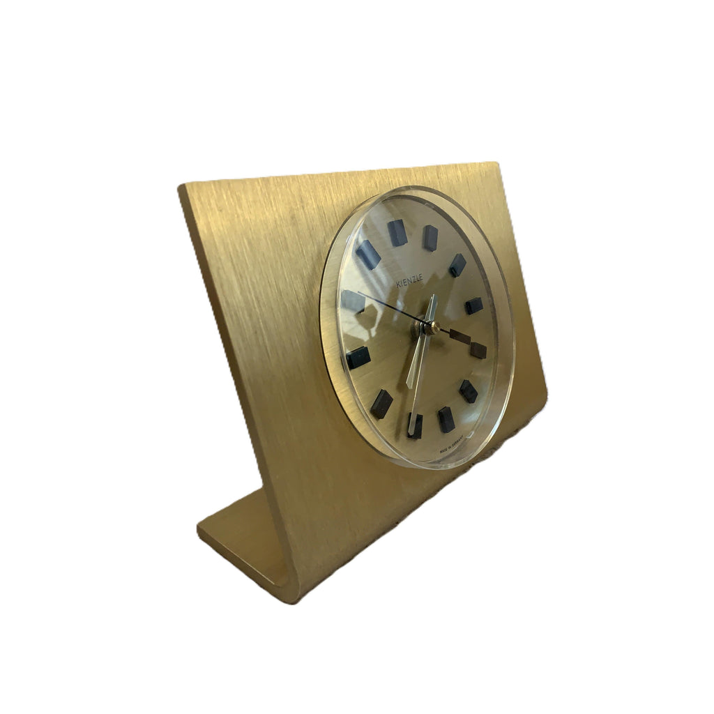 Kienzle Electronic Mantel Clock, NOS, Original Box, 1970s Brushed Gold
