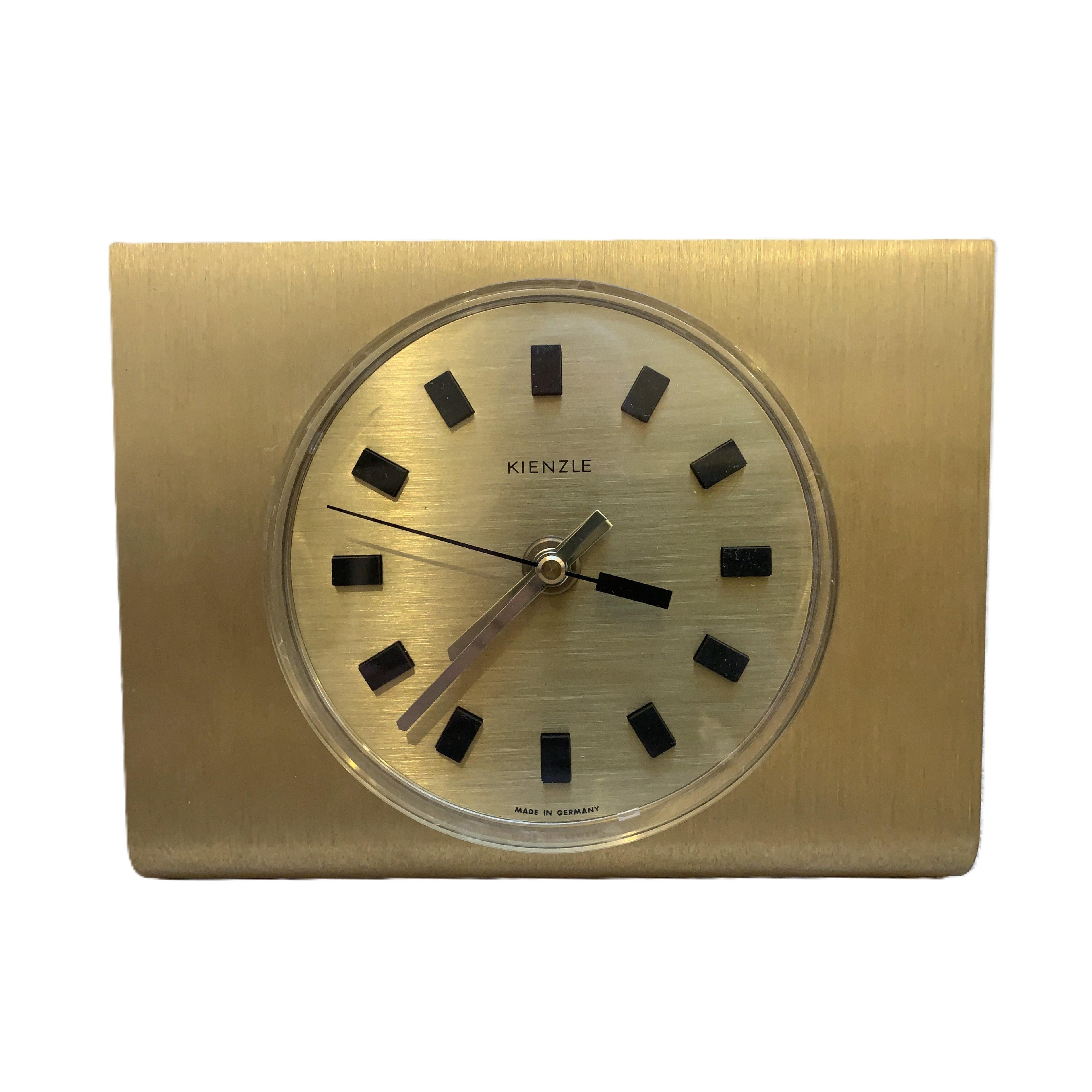 Kienzle Electronic Mantel Clock, NOS, Original Box, 1970s Brushed Gold
