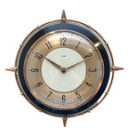 Metamec 5859 Starburst Wall Clock — Copper & Black Bakelite, 1960s, Kienzle Quartz