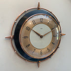Metamec 5859 Starburst Wall Clock — Copper & Black Bakelite, 1960s, Kienzle Quartz