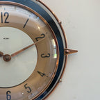 Metamec 5859 Starburst Wall Clock — Copper & Black Bakelite, 1960s, Kienzle Quartz