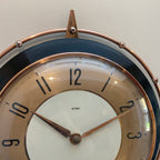 Metamec 5859 Starburst Wall Clock — Copper & Black Bakelite, 1960s, Kienzle Quartz