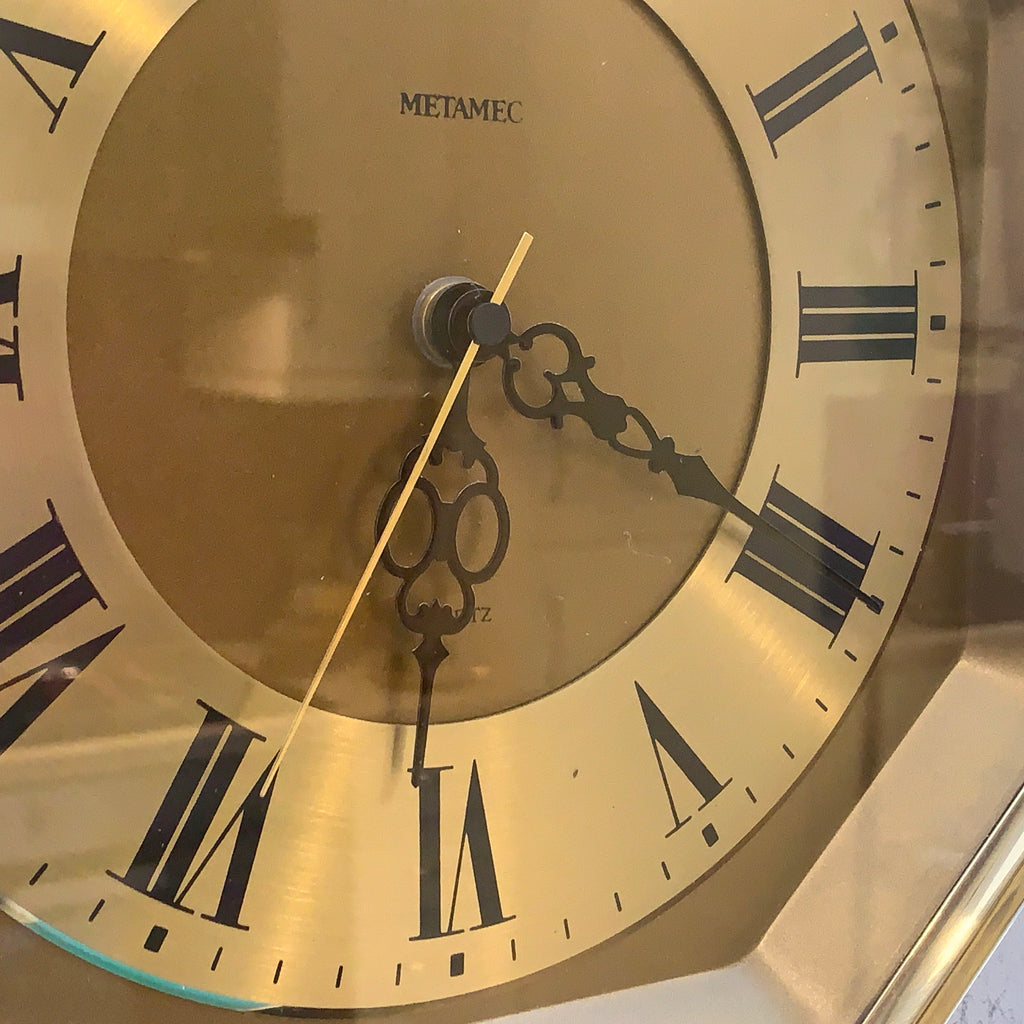 Metamec Octagonal Brass Wall Clock, Roman Numeral Quartz Dial, 1984-1986