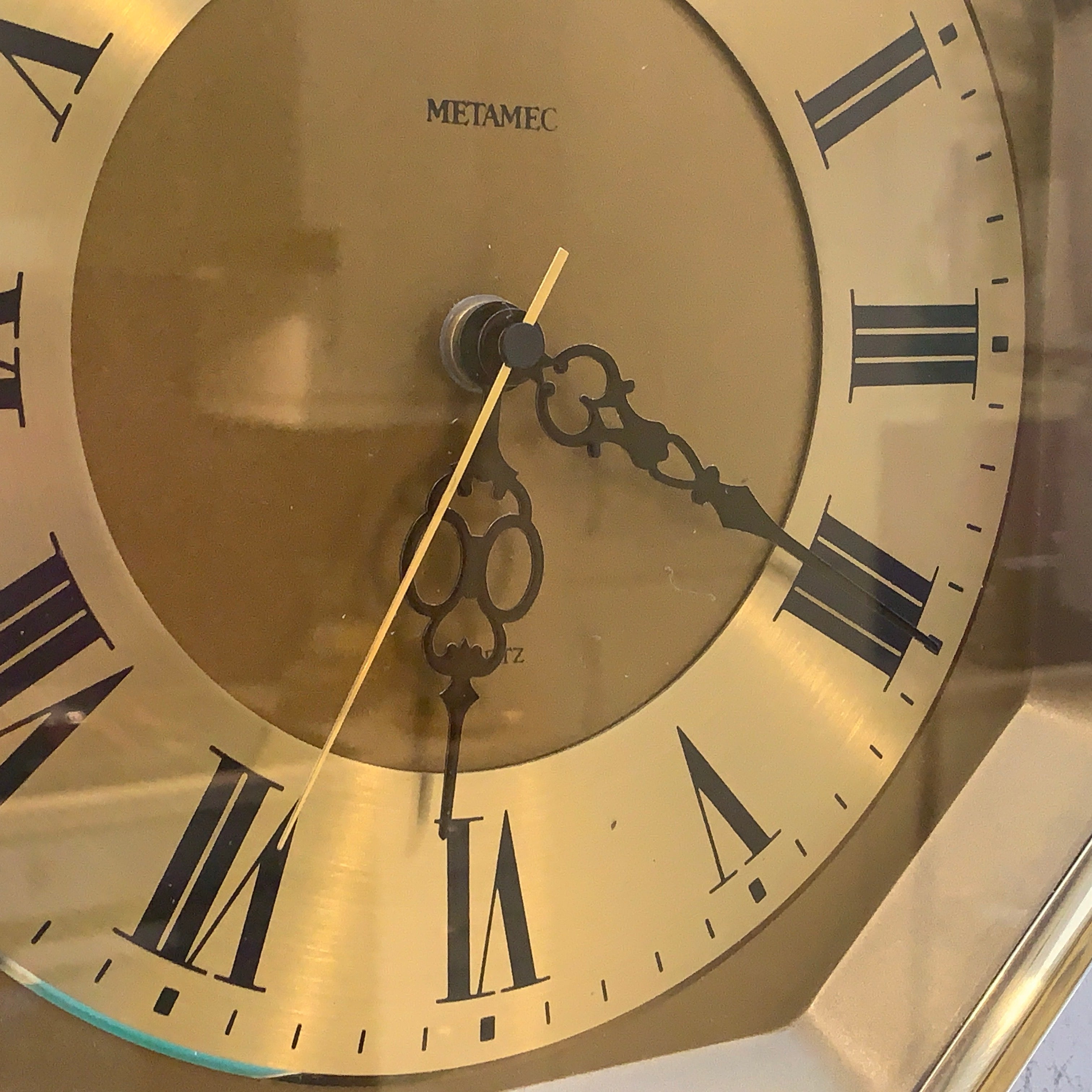 Metamec Octagonal Brass Wall Clock, Roman Numeral Quartz Dial, 1984-1986