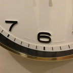 Metamec 5601 Wall Clock — White Bakelite, Solid Brass Bezel, 1960s