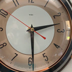 Metamec 5859 Starburst Wall Clock, Copper Black Bakelite, 1960s, New Quartz