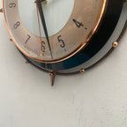 Metamec 5859 Starburst Wall Clock, Copper Black Bakelite, 1960s, New Quartz