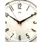 1960s Metamec Wall Clock — White Chrome Bezel, Arabic Numerals, Quartz, Made in England