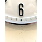 1960s Metamec Wall Clock — White Chrome Bezel, Arabic Numerals, Quartz, Made in England
