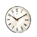 1960s Metamec Wall Clock — White Chrome Bezel, Arabic Numerals, Quartz, Made in England