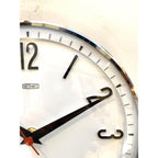 1960s Metamec Wall Clock — White Chrome Bezel, Arabic Numerals, Quartz, Made in England