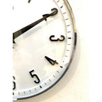 1960s Metamec Wall Clock — White Chrome Bezel, Arabic Numerals, Quartz, Made in England