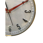 Metamec Model 5868 Wall Clock, 1960s, White Brass Bezel, Red Hands, Arabic Numerals, Quartz