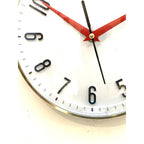Metamec Model 5868 Wall Clock, 1960s, White Brass Bezel, Red Hands, Arabic Numerals, Quartz