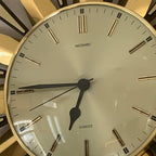 Metamec Sunburst Wall Clock, Rare Model 5629 Brass Starburst 1970s Quartz