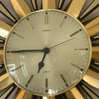 Metamec Sunburst Wall Clock, Rare Model 5629 Brass Starburst 1970s Quartz