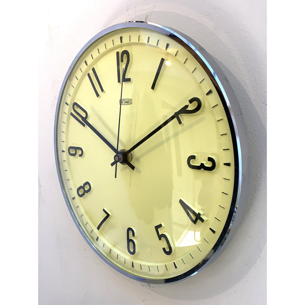 Metamec Model 5868 Wall Clock, Rare Yellow Dial, 1960s Kienzle Quartz