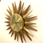 Paico 1960s Starburst Wall Clock — Brass & Teak Sunburst, 38cm