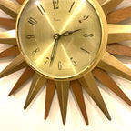 Paico 1960s Starburst Wall Clock — Brass & Teak Sunburst, 38cm