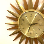 Paico 1960s Starburst Wall Clock — Brass & Teak Sunburst, 38cm