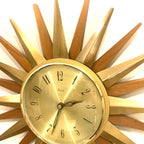 Paico 1960s Starburst Wall Clock — Brass & Teak Sunburst, 38cm