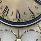 Phinney-Walker Sunburst Wall Clock — Large 25.5", Brass & Teak, Made in Germany