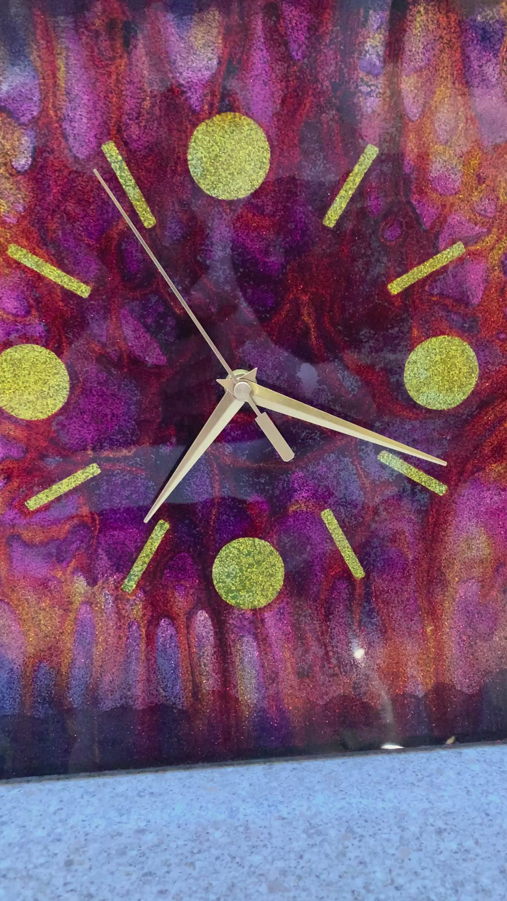 Psychedelic Abstract Glass Wall Clock, 1960s, Op Art, Believed French, Unique Vintage