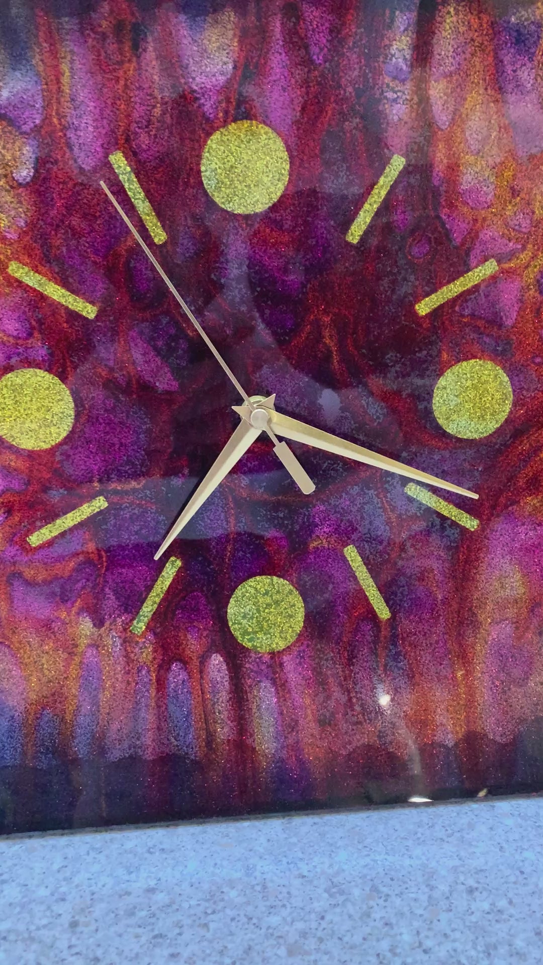 Psychedelic Abstract Glass Wall Clock, 1960s, Op Art, Believed French, Unique Vintage