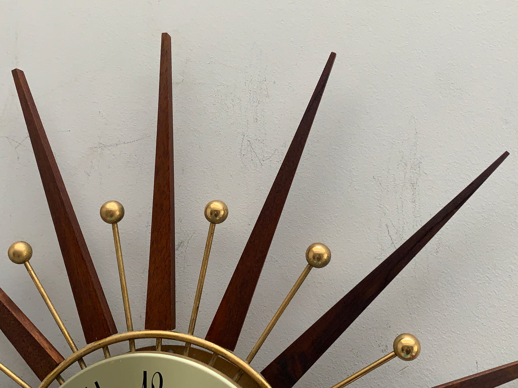 Seth Thomas 1960s Starburst Wall Clock, Made in Scotland, Silent Quartz