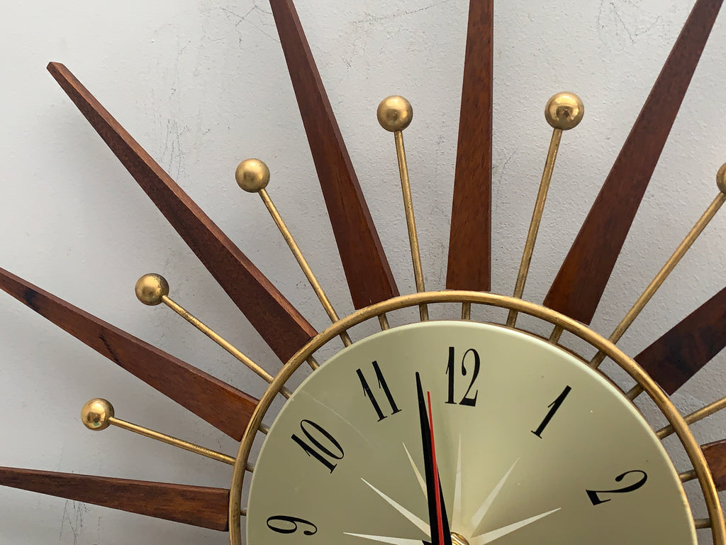 Seth Thomas 1960s Starburst Wall Clock, Made in Scotland, Silent Quartz
