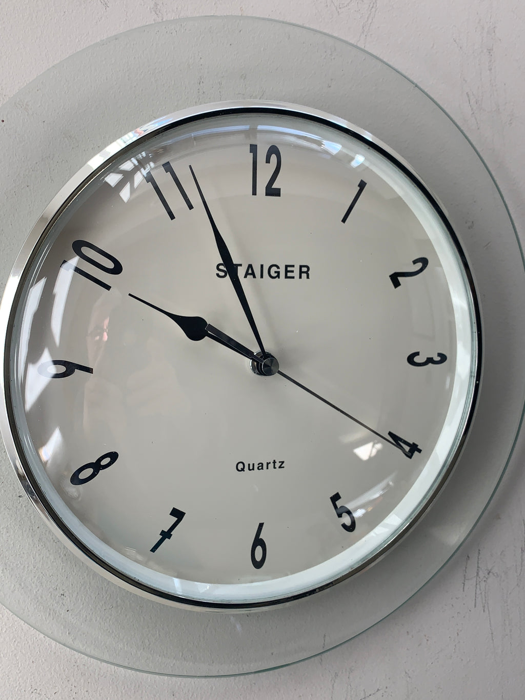Staiger Wall Clock, Vintage German Quartz Clock, Chrome Bezel