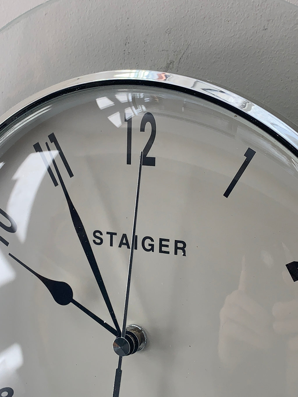 Staiger Wall Clock, Vintage German Quartz Clock, Chrome Bezel