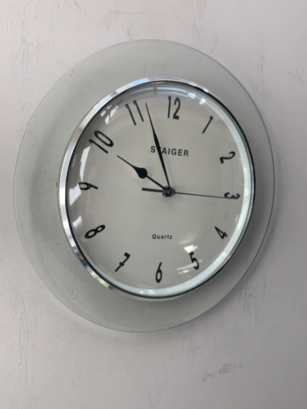 Staiger Wall Clock, Vintage German Quartz Clock, Chrome Bezel