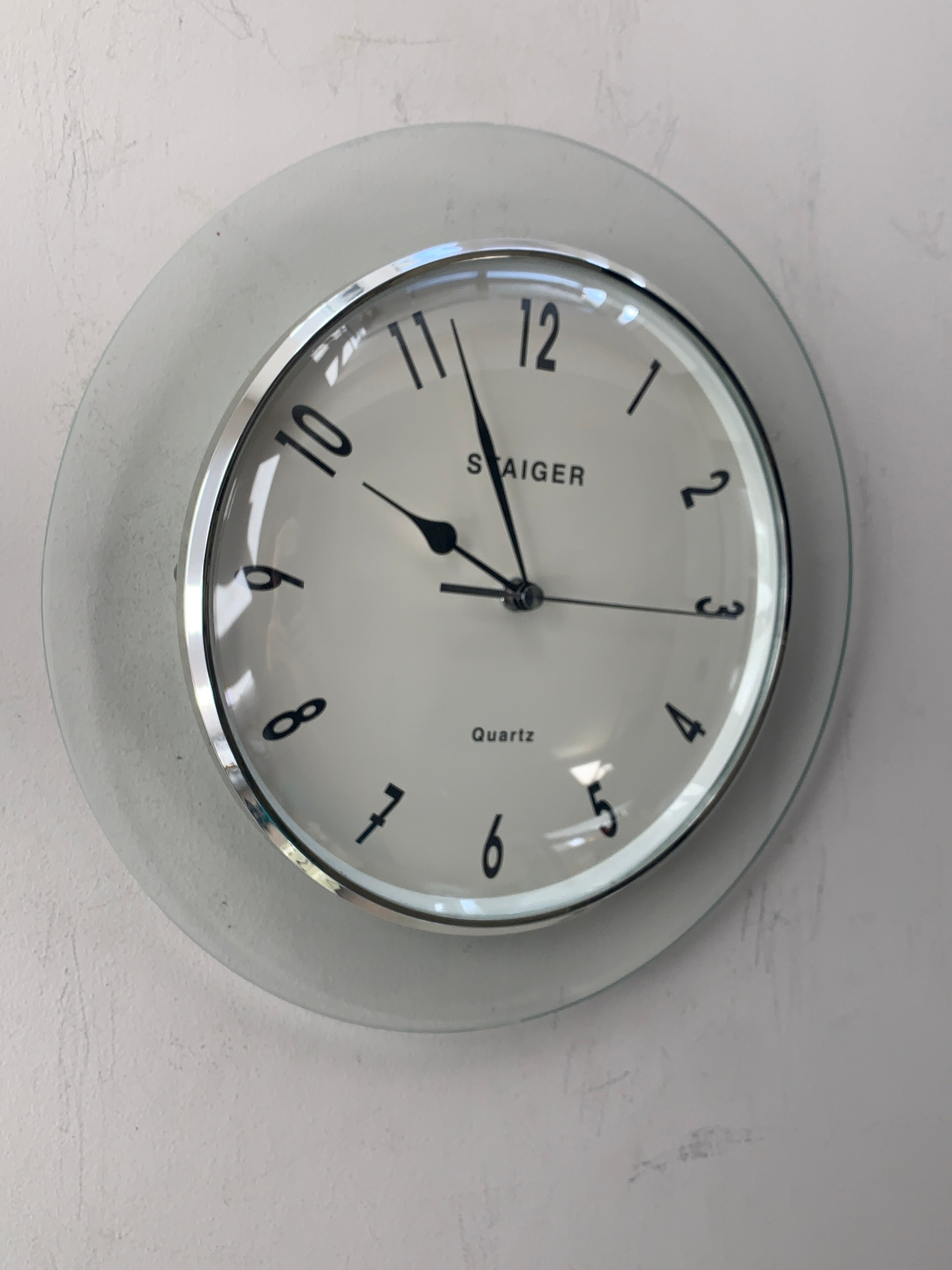 Staiger Wall Clock, Vintage German Quartz Clock, Chrome Bezel