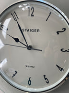 Staiger Wall Clock, Vintage German Quartz Clock, Chrome Bezel